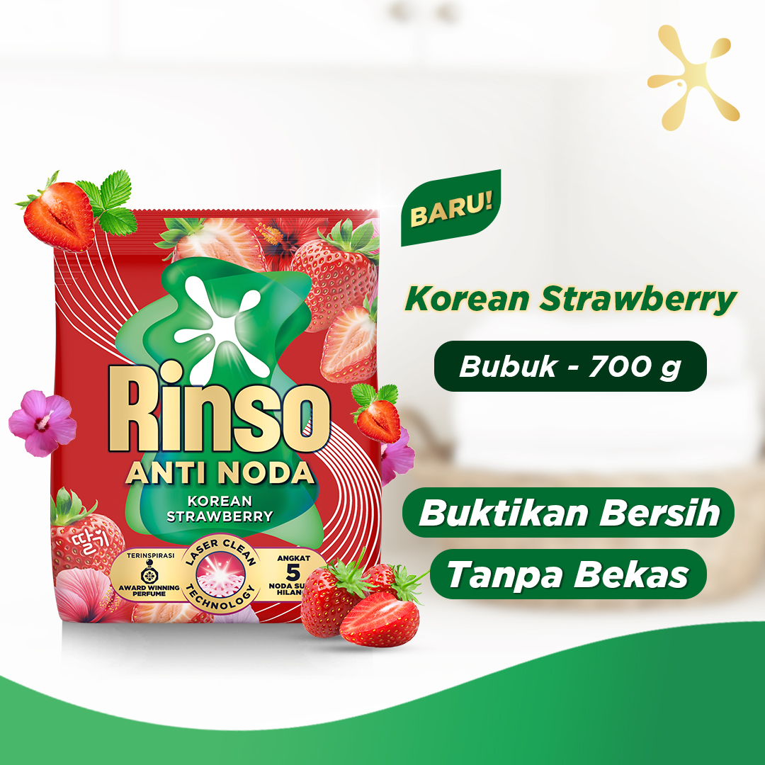 Rinso Baru Detergen Bubuk Varian Korean Strawberry 700g
