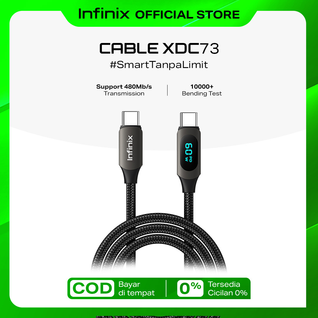 Infinix Cable XDC73 - Type-C to C 1M - • Support digital display charging Watt
