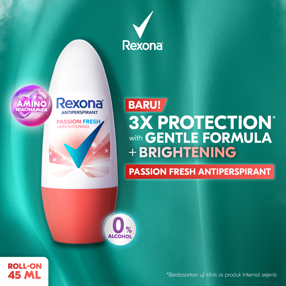 Rexona Women Passion Amino Niacinamide Anti-Perspirant Deodorant Roll On 45ML