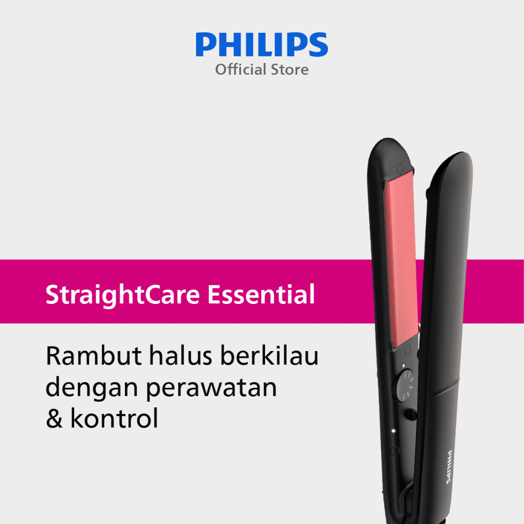 Philips | Straightener StraightCare Essential | Catokan Rambut | Rambut Lurus dengan Perlidungan The