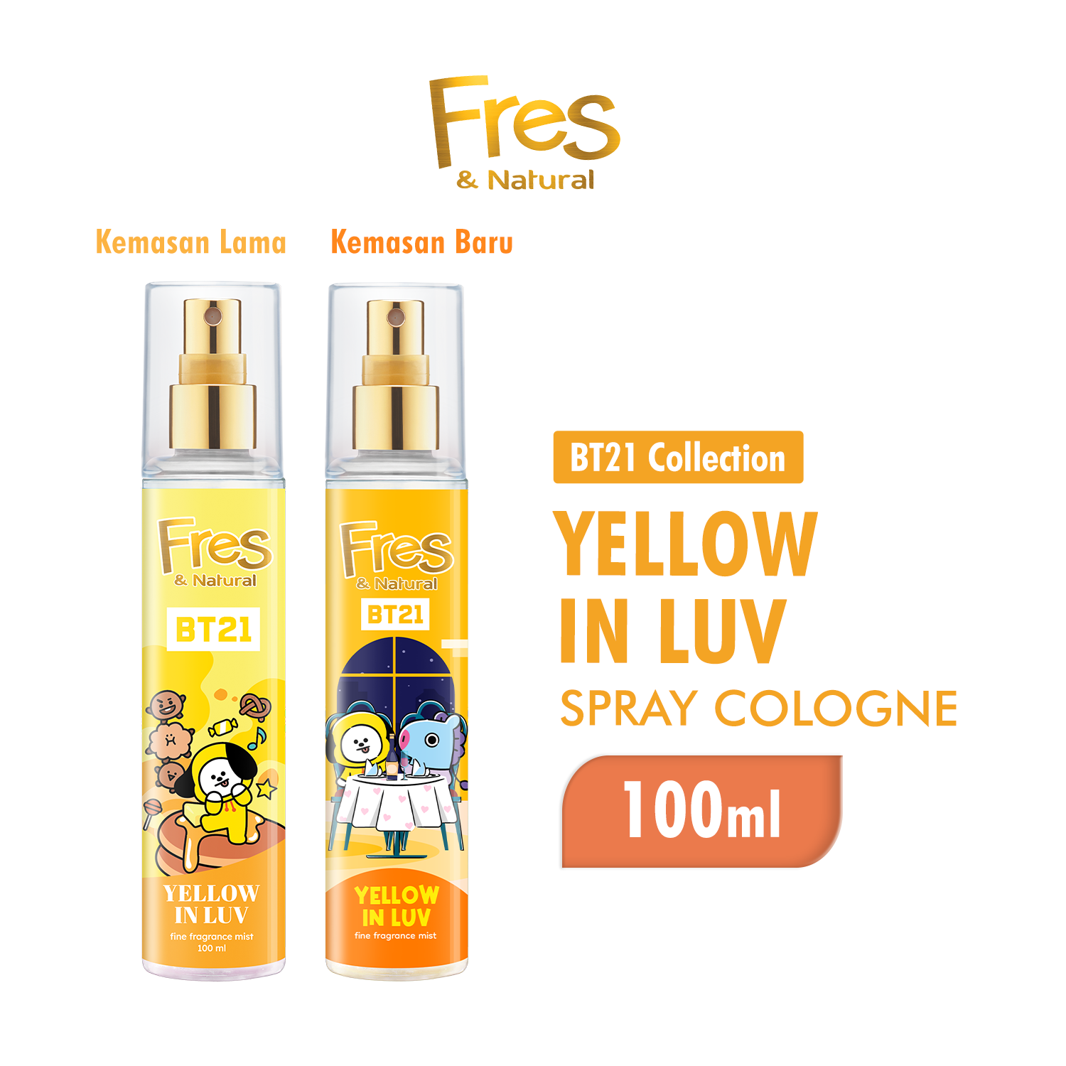 Fres & Natural Spray Cologne BT 21 Yellow In Luv Botol 100 ml
