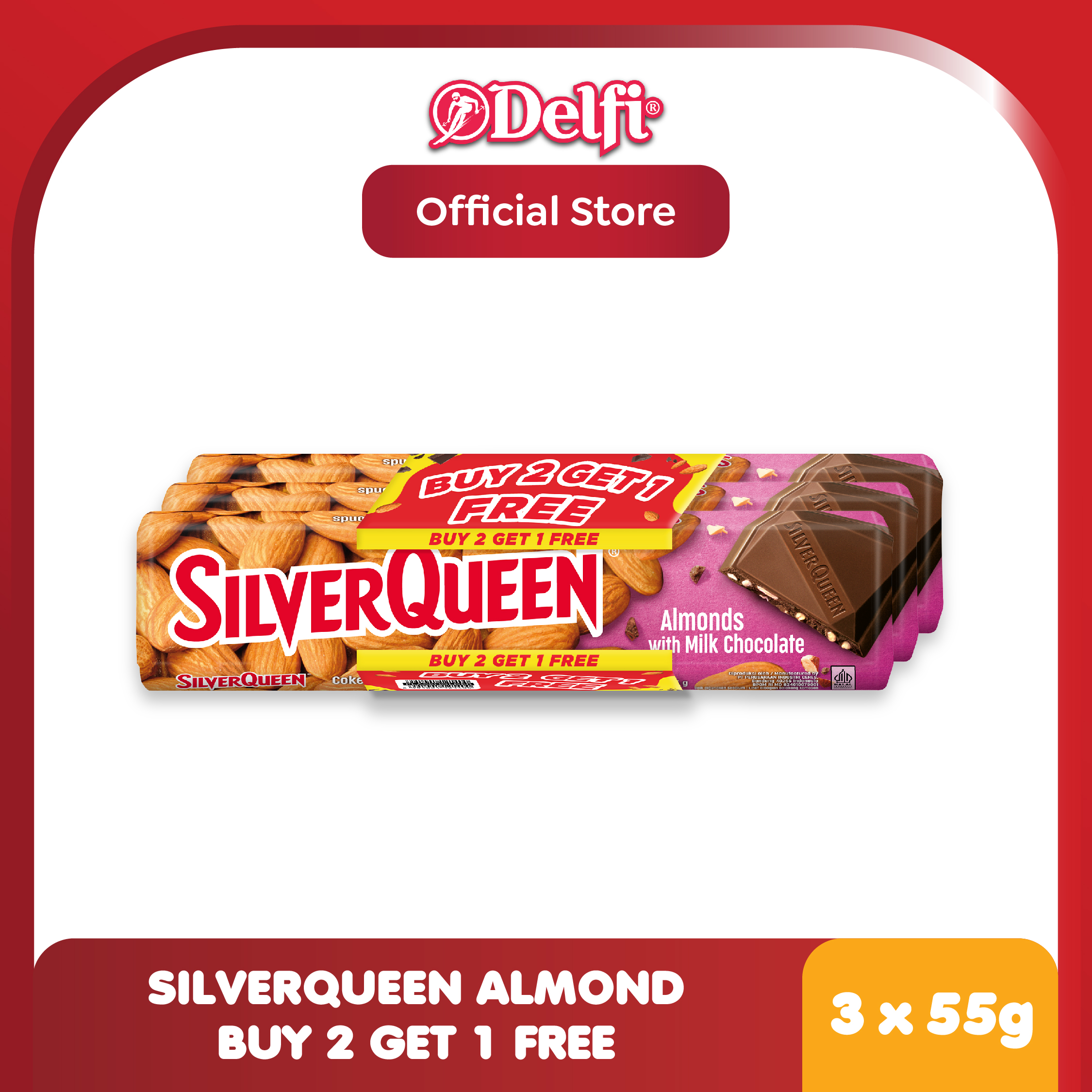 Buy 2 Get 1 Silverqueen Almond 55 g