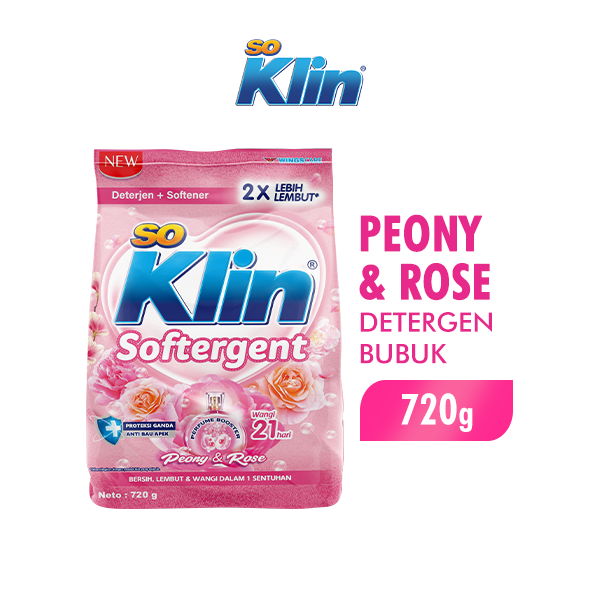 Soklin Deterjen Bubuk Softergent Peony & Rose 720 gr