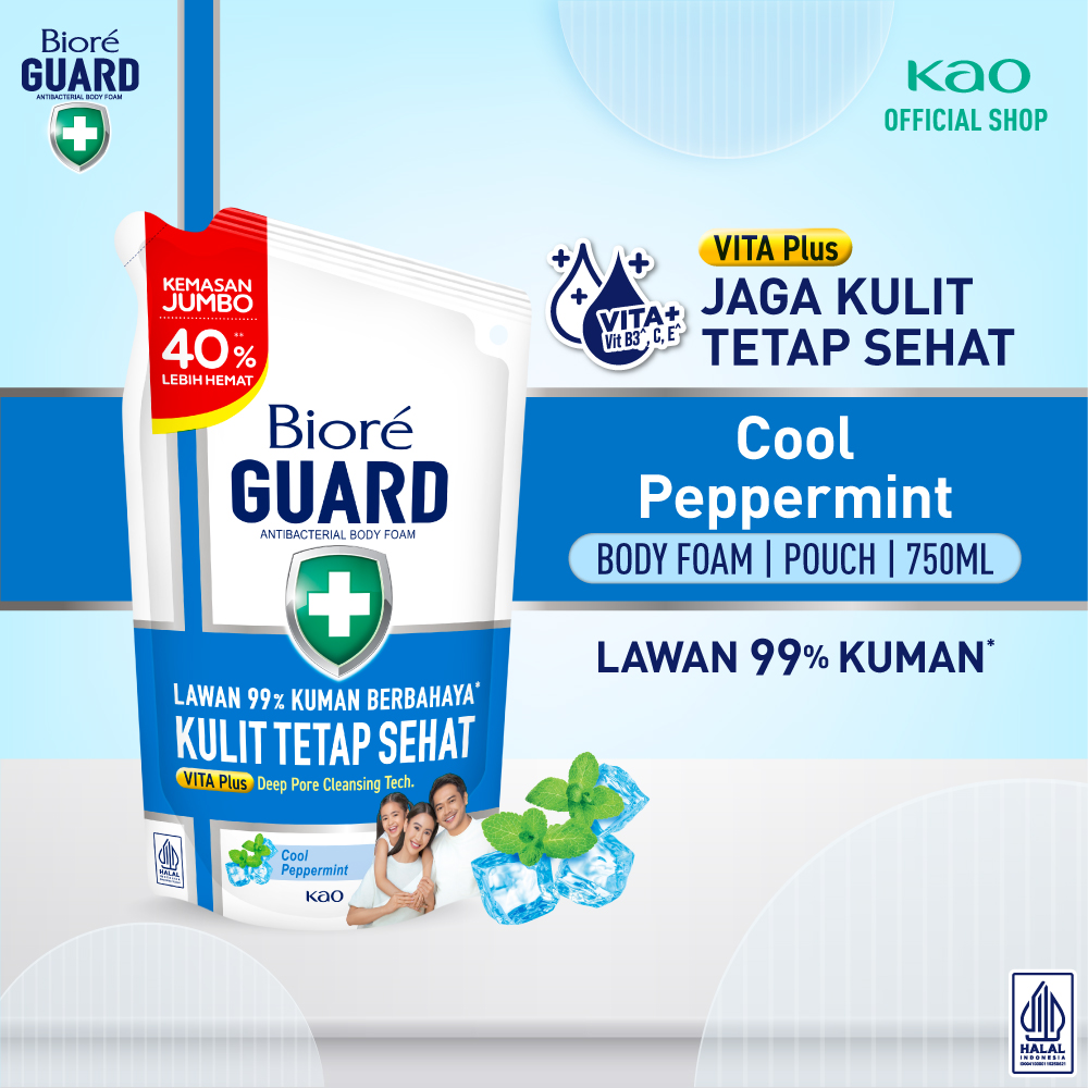 Biore Guard Cool Peppermint 750ml Pouch