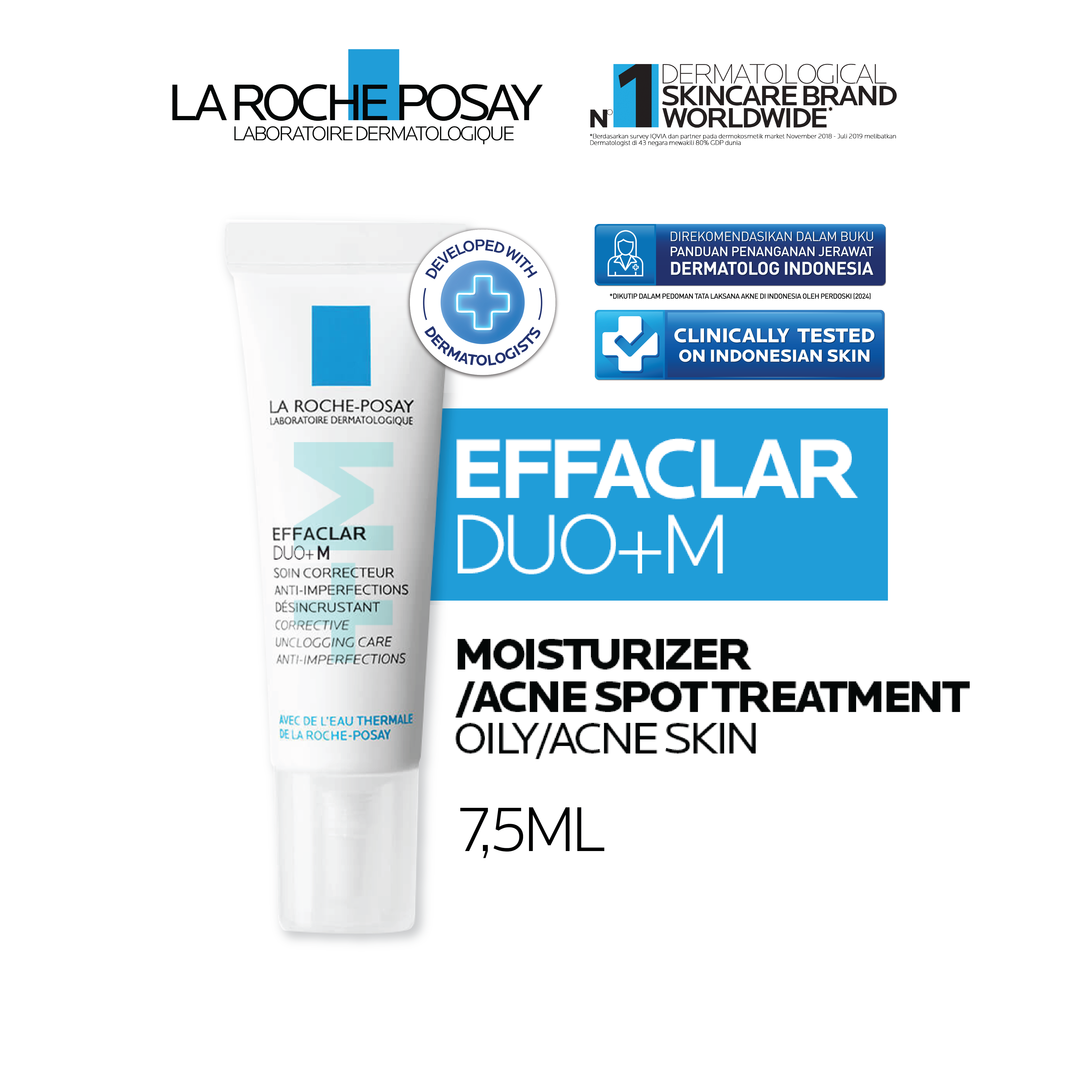 La Roche Posay Effaclar Duo+M Moisturizer 7.5ml Acne/ Oily Skin - Pelembab Wajah Jerawat/ Berminyak
