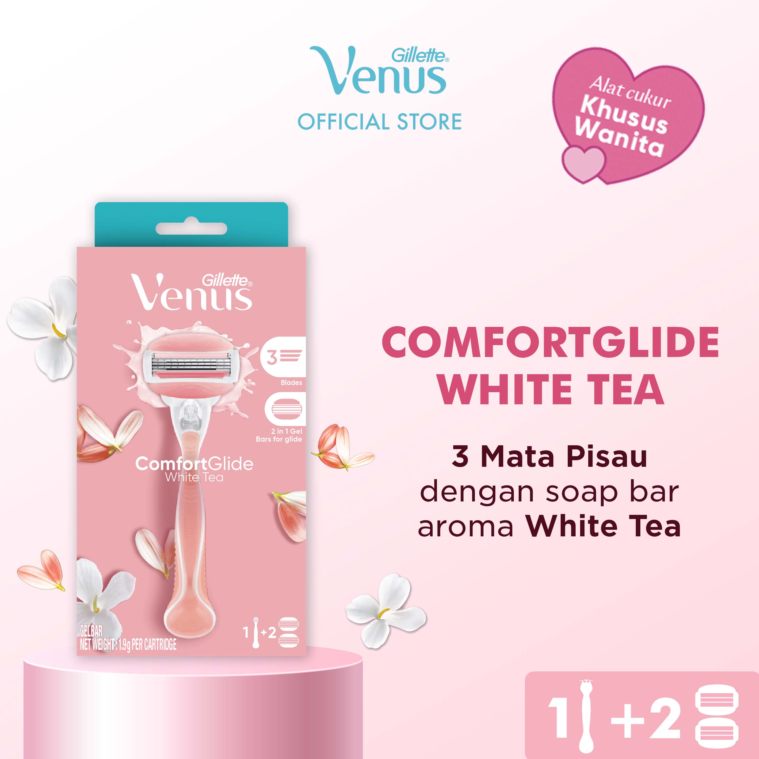 Gillette Venus Alat Cukur Wanita Comfortglide White Tea Razor Pisau Cukur Isi Ulang