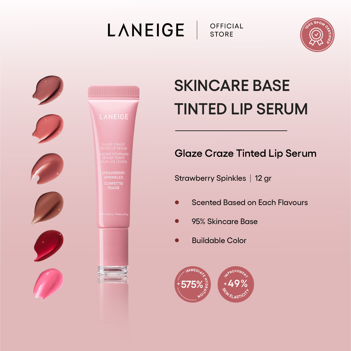 LANEIGE Glaze Craze Tinted Lip Serum - Strawberry Sprinkles 12g