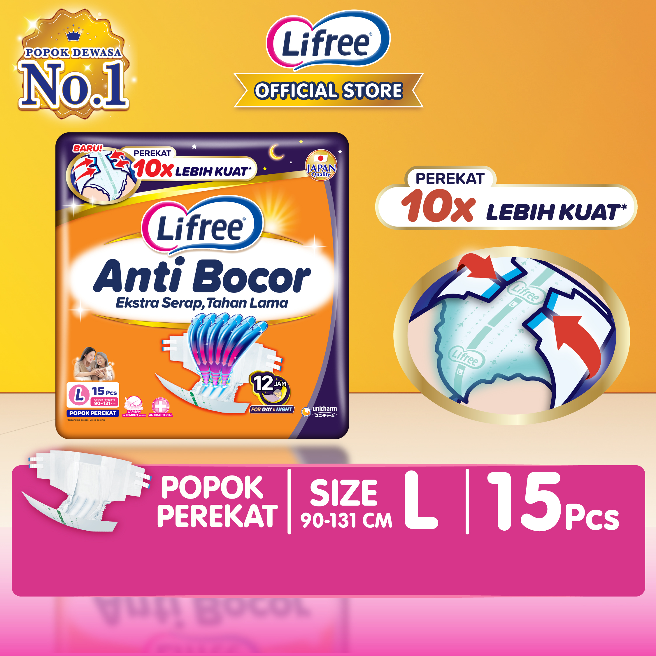 Lifree Popok Dewasa Perekat - L 15