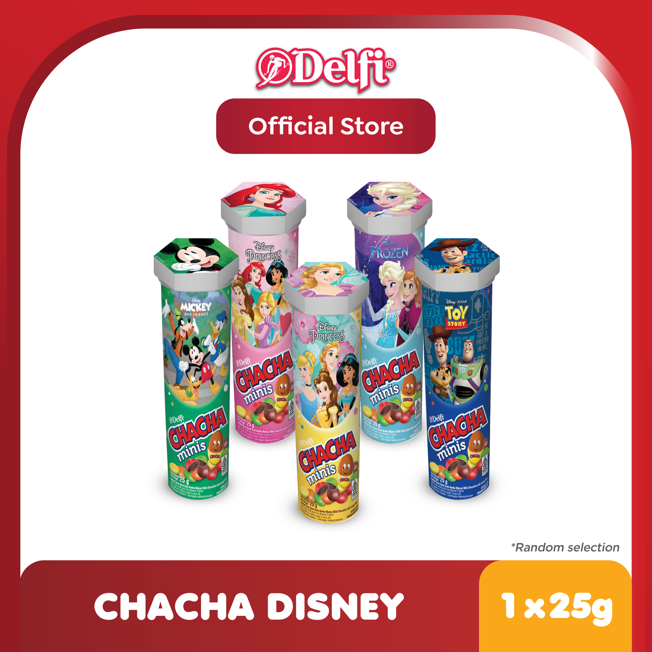Chacha Disney Permen Minis Milk Chocolate 25 g