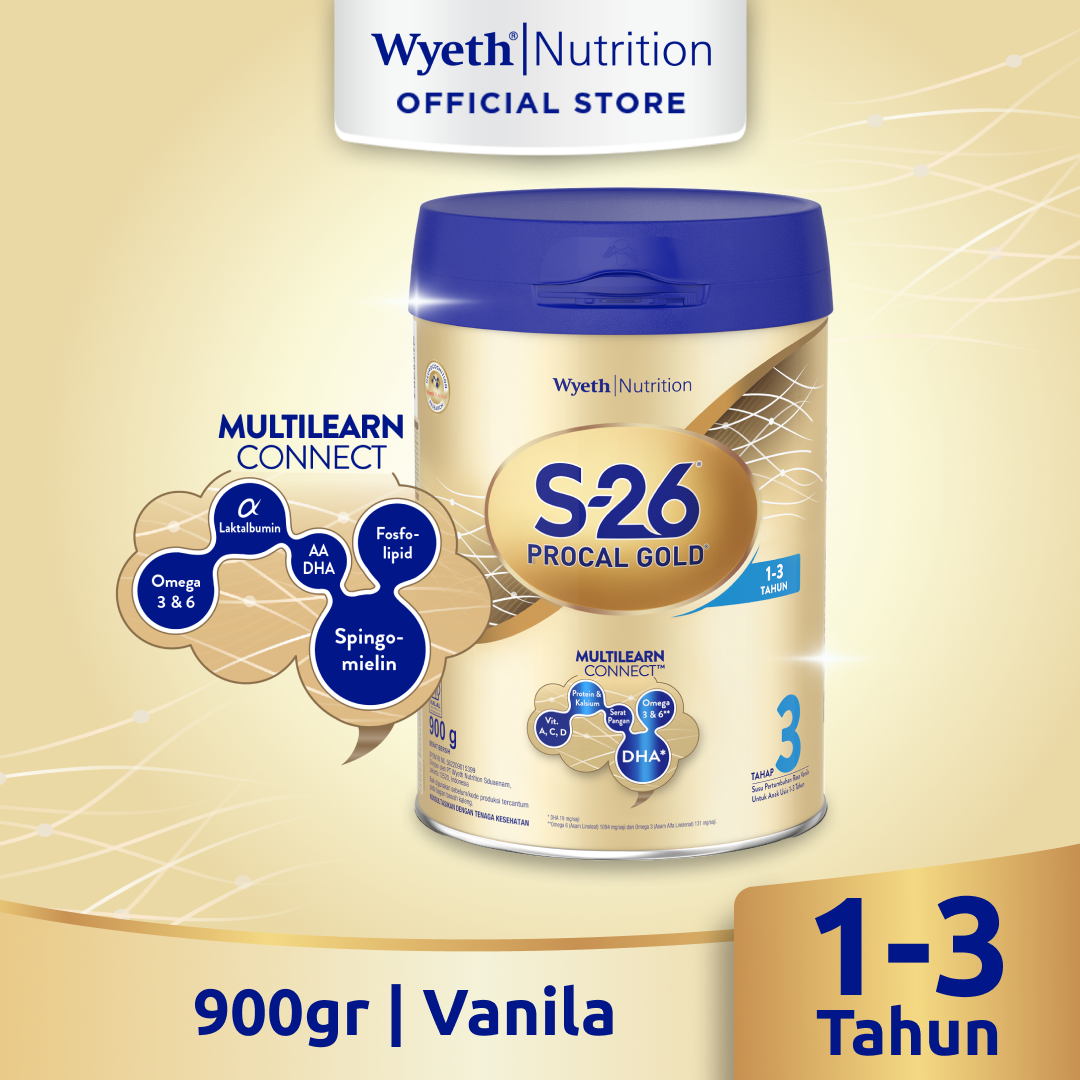 S-26 Procal GOLD Tahap 3 Vanila Susu Pertumbuhan Anak Usia 1-3 Tahun, Kaleng 900 gr