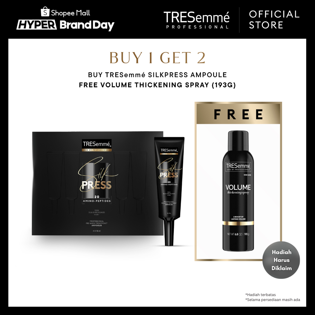 TRESemme Silk Press Pre-Wash Straightening Ampoules Rambut Lebih Lurus Tanpa Catok - 4x15ml