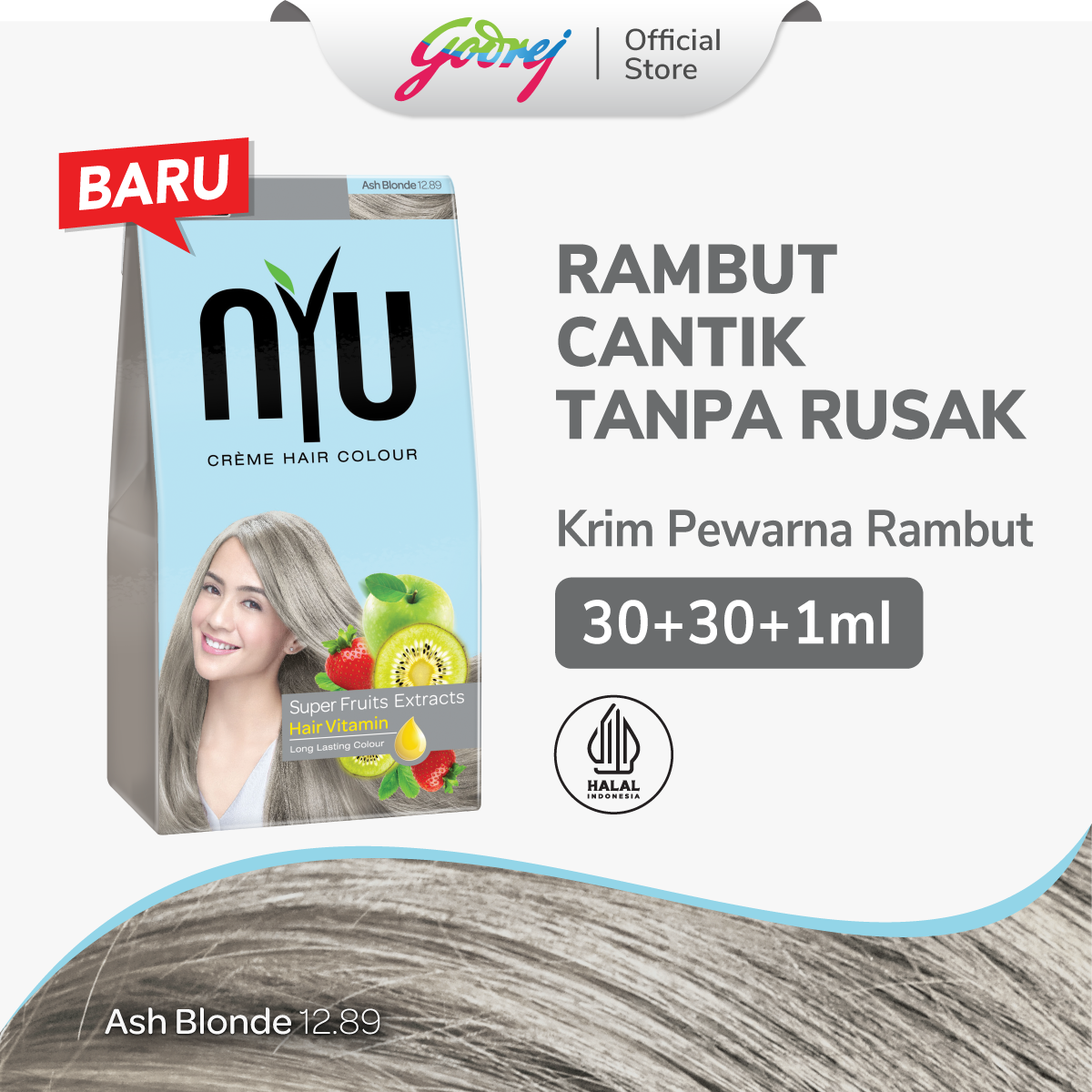 NYU Creme Hair Colour Ash Blonde - Pewarna Rambut