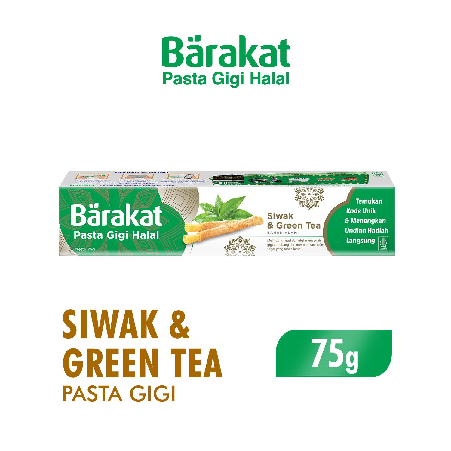 Barakat Pasta Gigi Siwak & Greentea Tube 75 gr