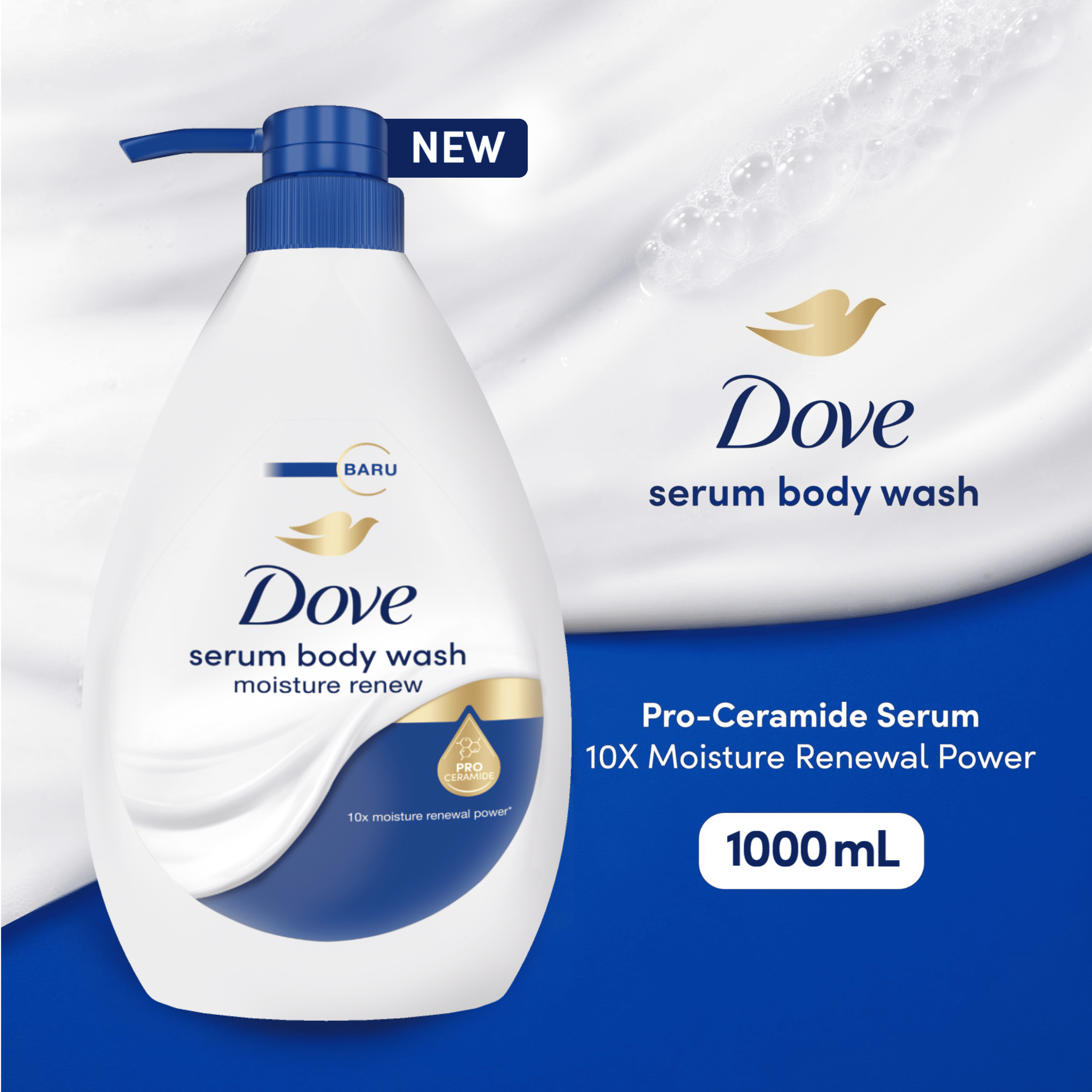 Dove Serum Body Wash Pro-Ceramide Moisture Renew 1000ml – Sabun Mandi Cair Botol