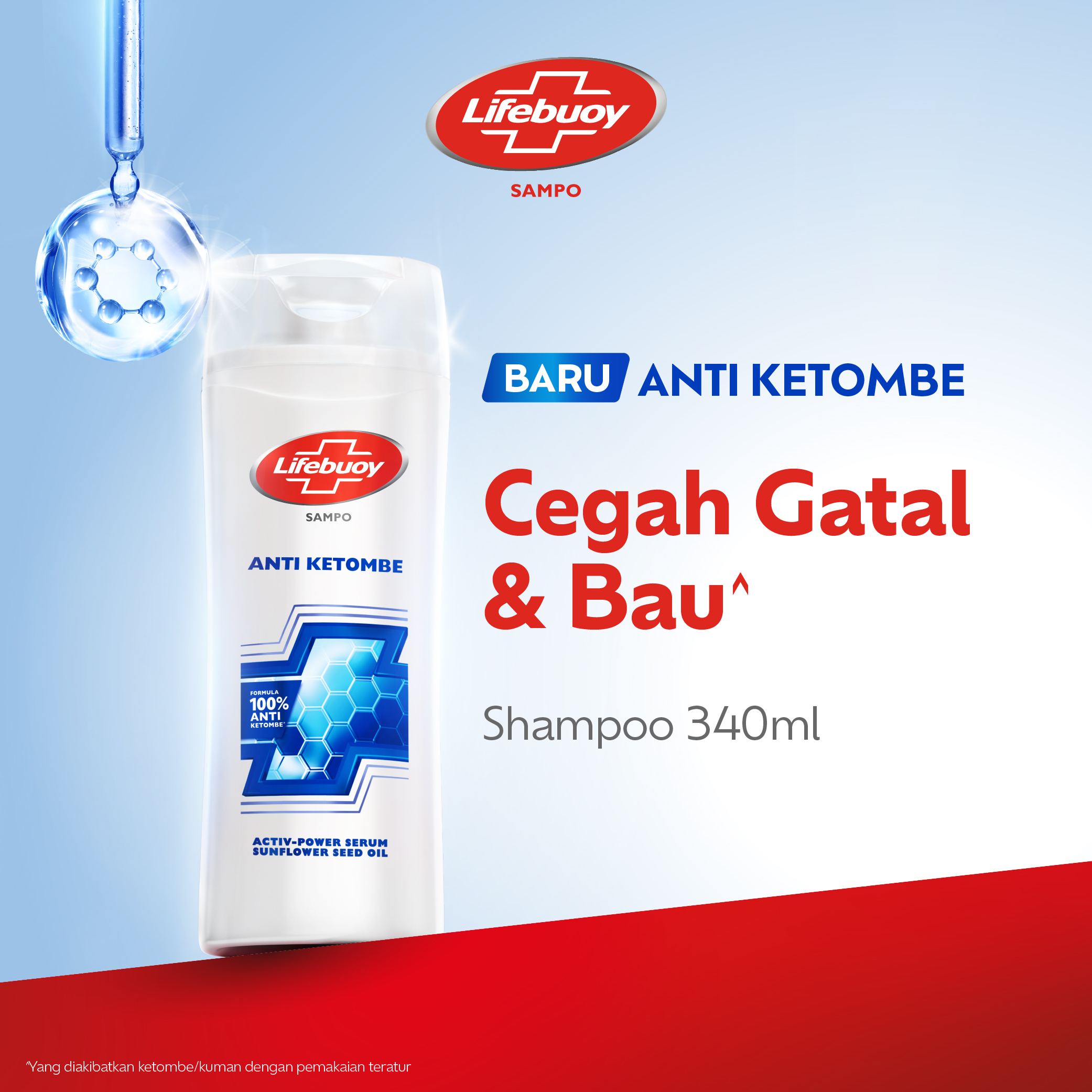Lifebuoy Shampoo Anti Ketombe, Anti Dandruff Lawan Kuman Penyebab Ketombe - Cegah Gatal & Bau 340g