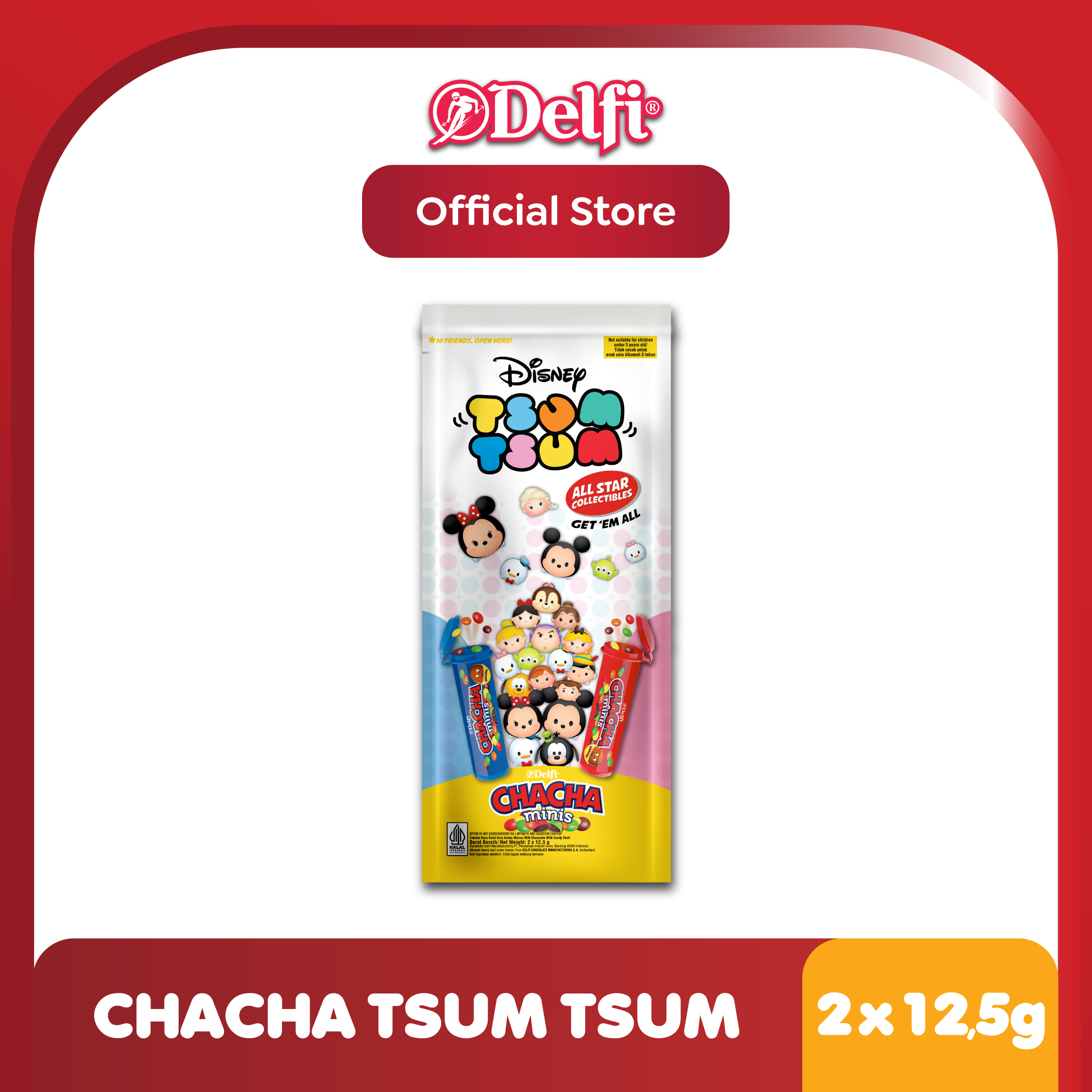Chacha Tsum Tsum Permen Minis Milk Chocolate 2 x 12,5 g
