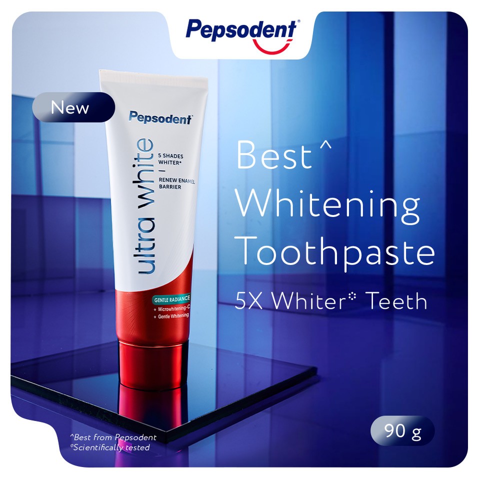 Pepsodent Ultra White Gentle Radiance 90g | Pasta Gigi Pemutih Sensitif