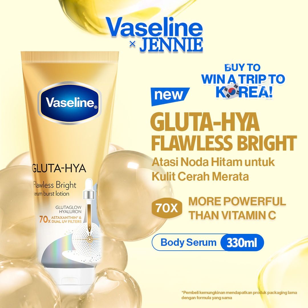 [JENNIE'S PICK] Vaseline Gluta-Hya Flawless Bright Serum Burst Lotion dengan 70X Astaxanthin & UV Fi