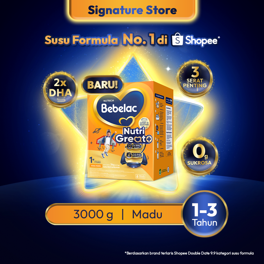 [BARU] Bebelac 1+ (1-3 Tahun) Madu 3000 gr Susu Pertumbuhan Bubuk