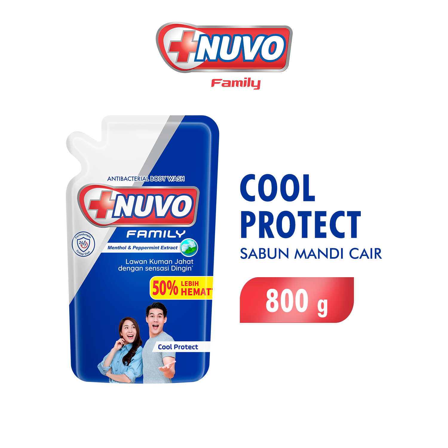 Nuvo Family Sabun Mandi Cair Cool Protect Pouch 800 G