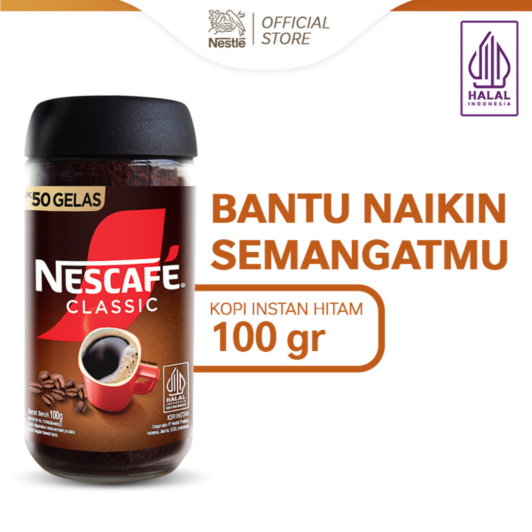 Nescafe Classic Kopi Instan Kopi Hitam Bubuk 100g Jar Kemasan Toples