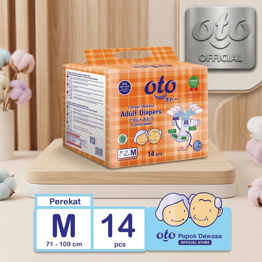 OTO Diapers Adult / Popok Dewasa model Perekat ukuran M, isi 14 pcs