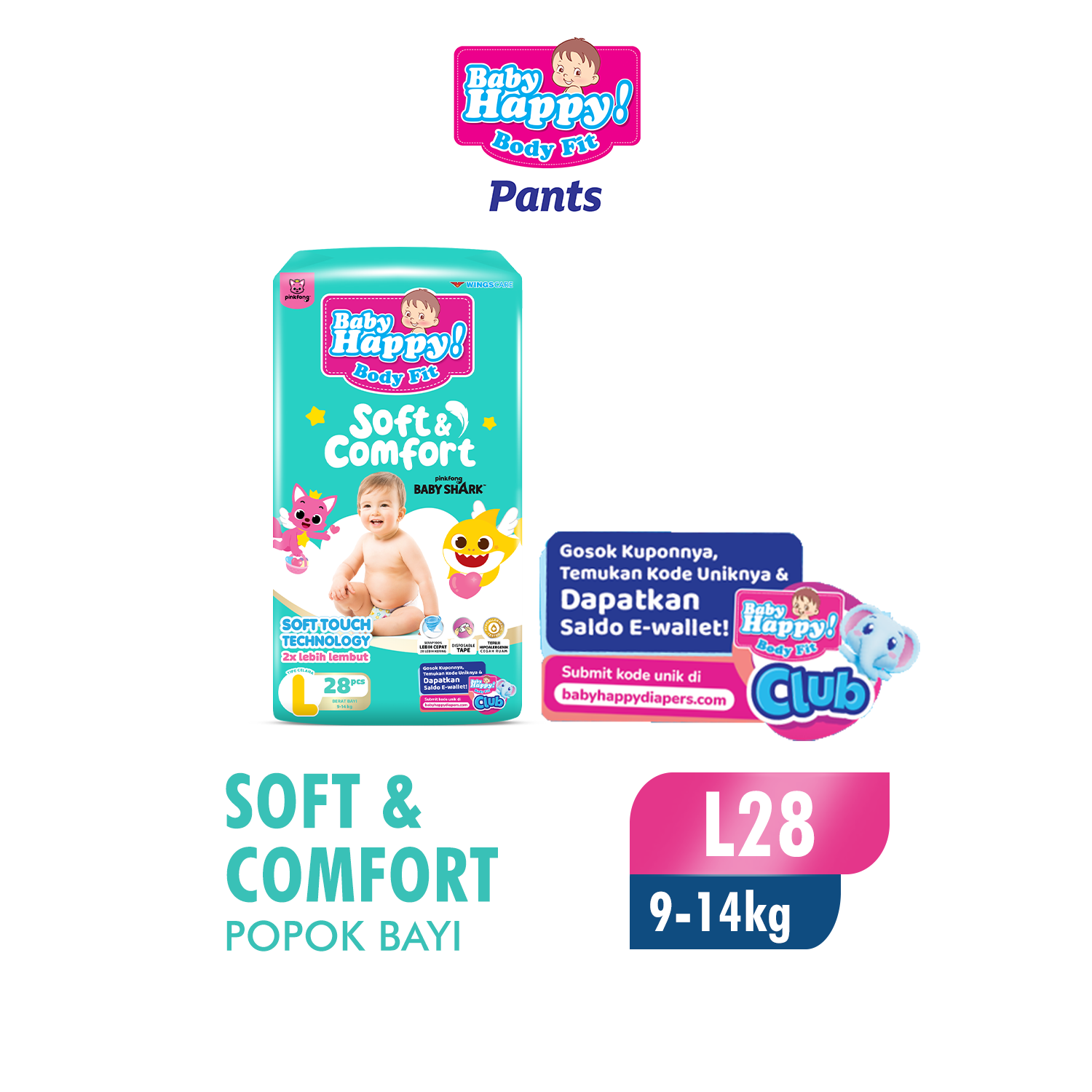 Baby Happy Pants Popok Celana Pinkfong Baby Shark L28