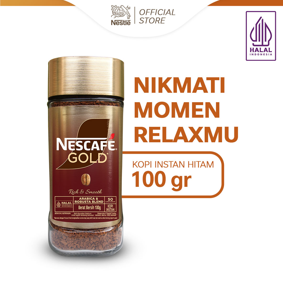 Nescafe Gold Kopi Instan Hitam Murni 100gr Kemasan Jar untuk 50 Cangkir