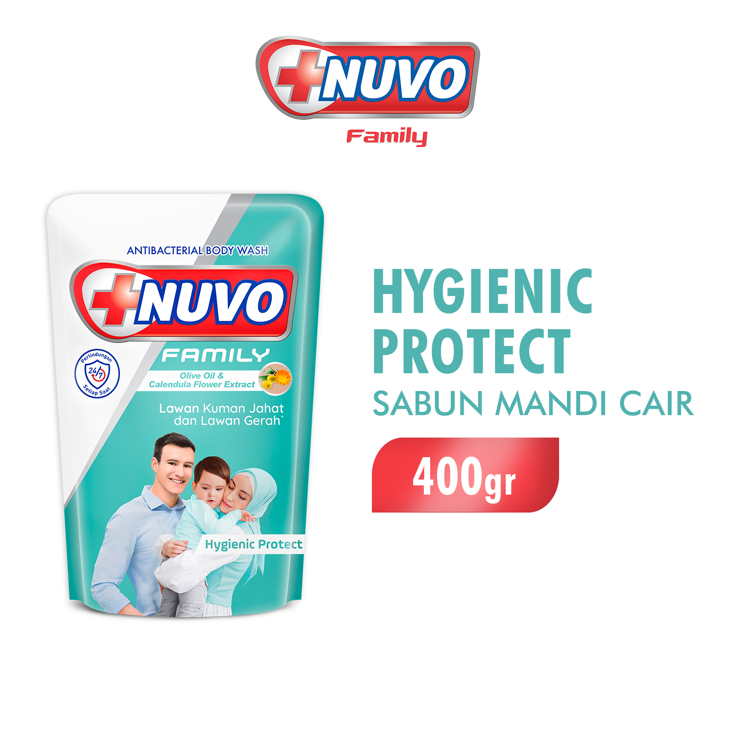 Nuvo Family Sabun Mandi Cair Hygienic Protect Pouch 400 gr