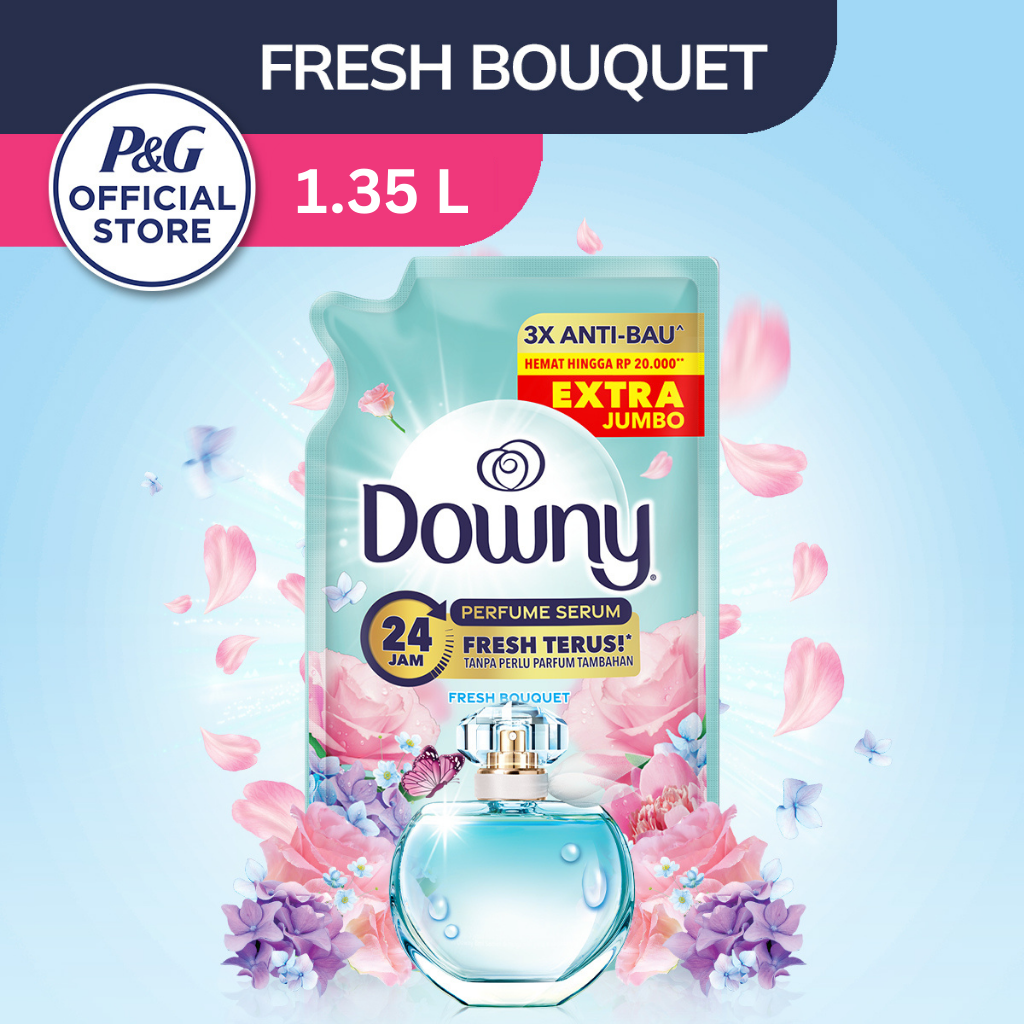 Downy Pelembut dan Pewangi Pakaian Konsentrat Premium Parfum Fresh Bouquet 1.35L