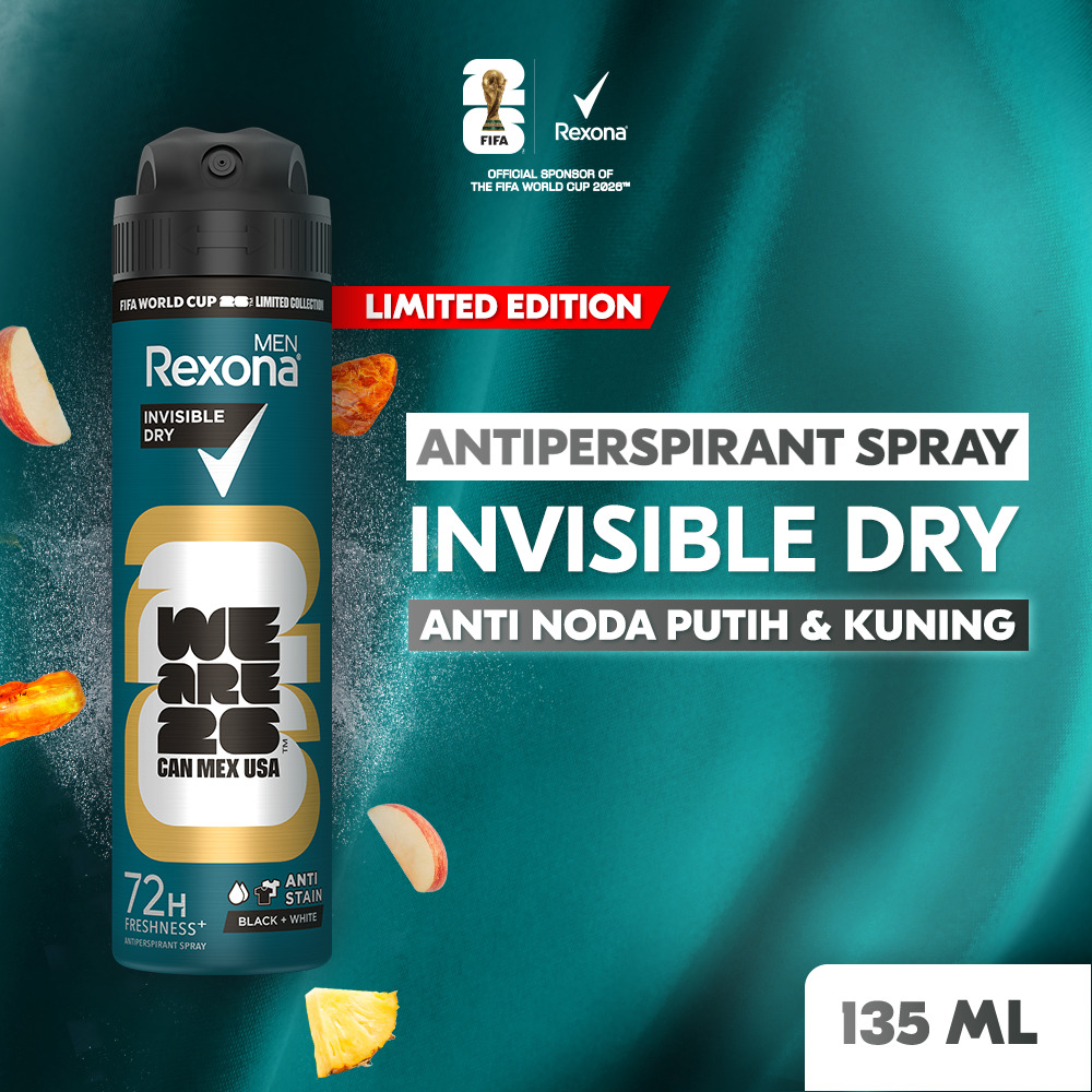 REXONA MEN LIMITED EDITION FIFA ANTIPERSPIRANT AEROSOL DEODORANT SPRAY INVISIBLE DRY 135ML