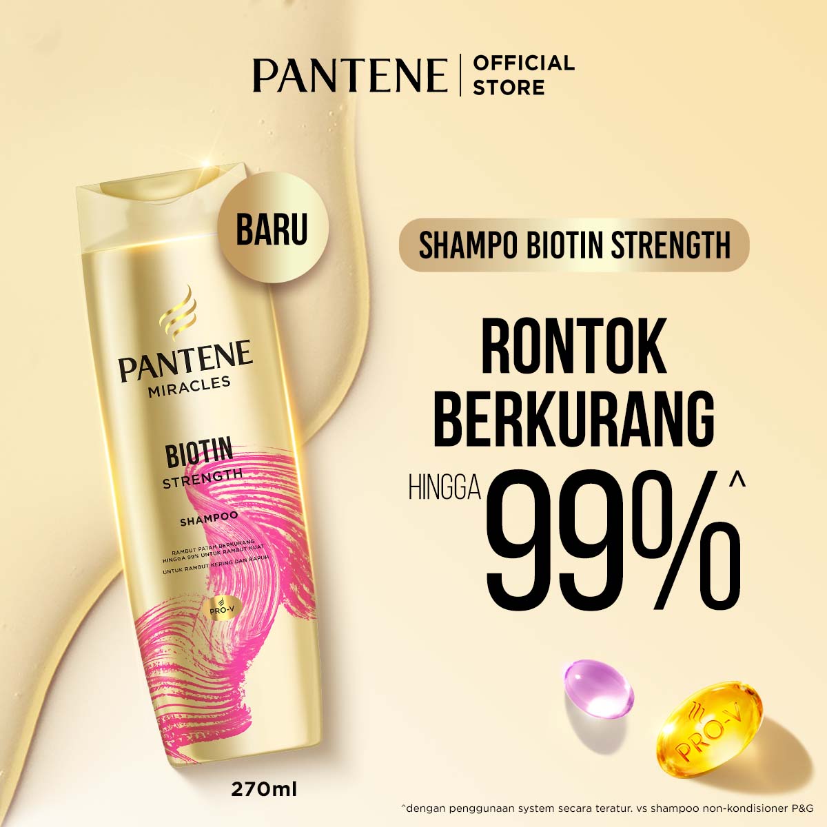 [BARU] PANTENE Miracles Shampo Biotin Strength 270ml | Memperbaiki Rambut Rusak, cocok untuk rambut 