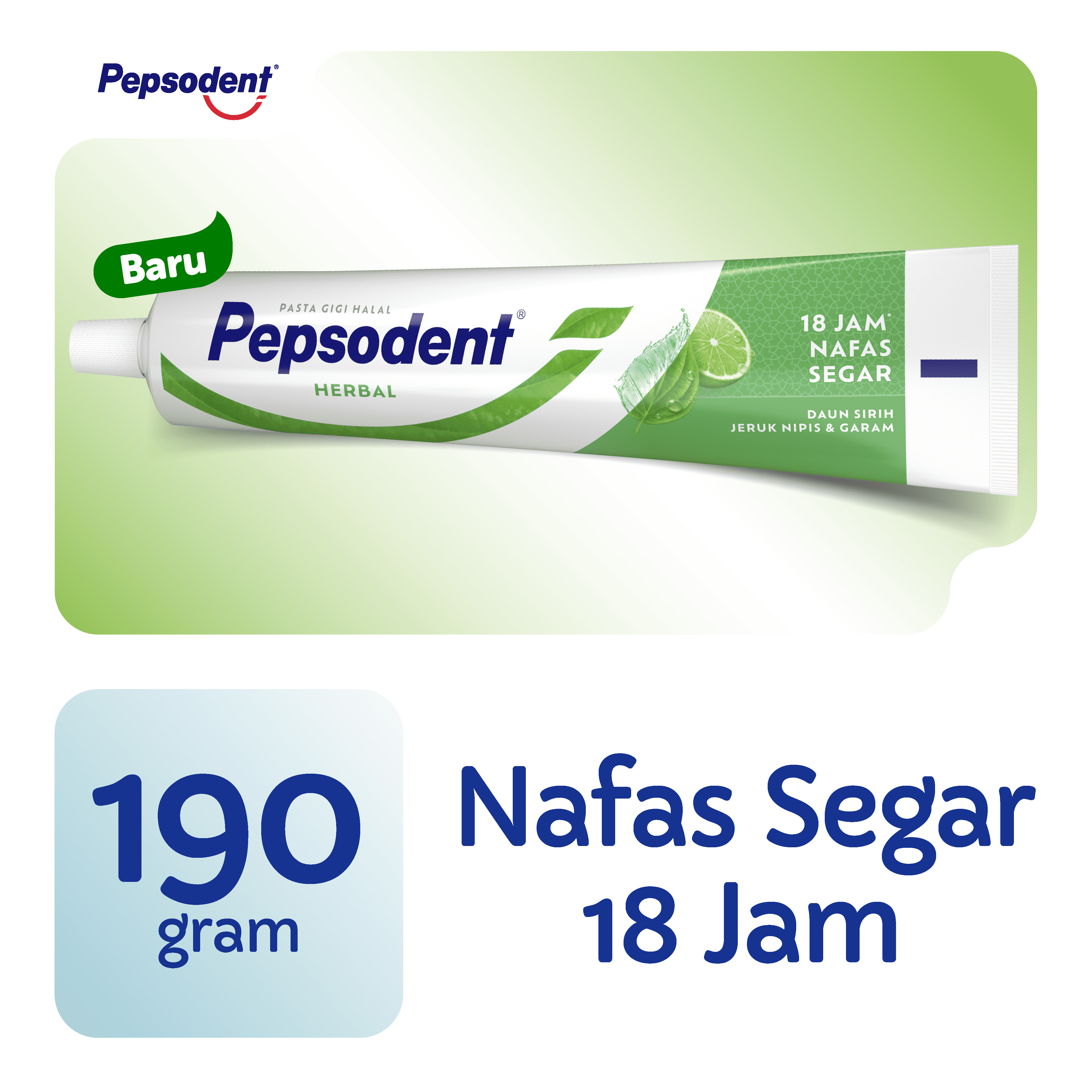 Pepsodent Complete 8 Herbal Nature Essentials Mulut Adem, Nafas Segar 190g