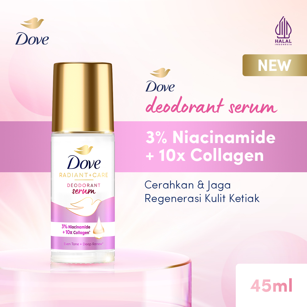 Dove Deodorant Serum Roll On 3% Niacinamide + 10x Collagen, Cerahkan dan Jaga Regenerasi Kulit Ketia