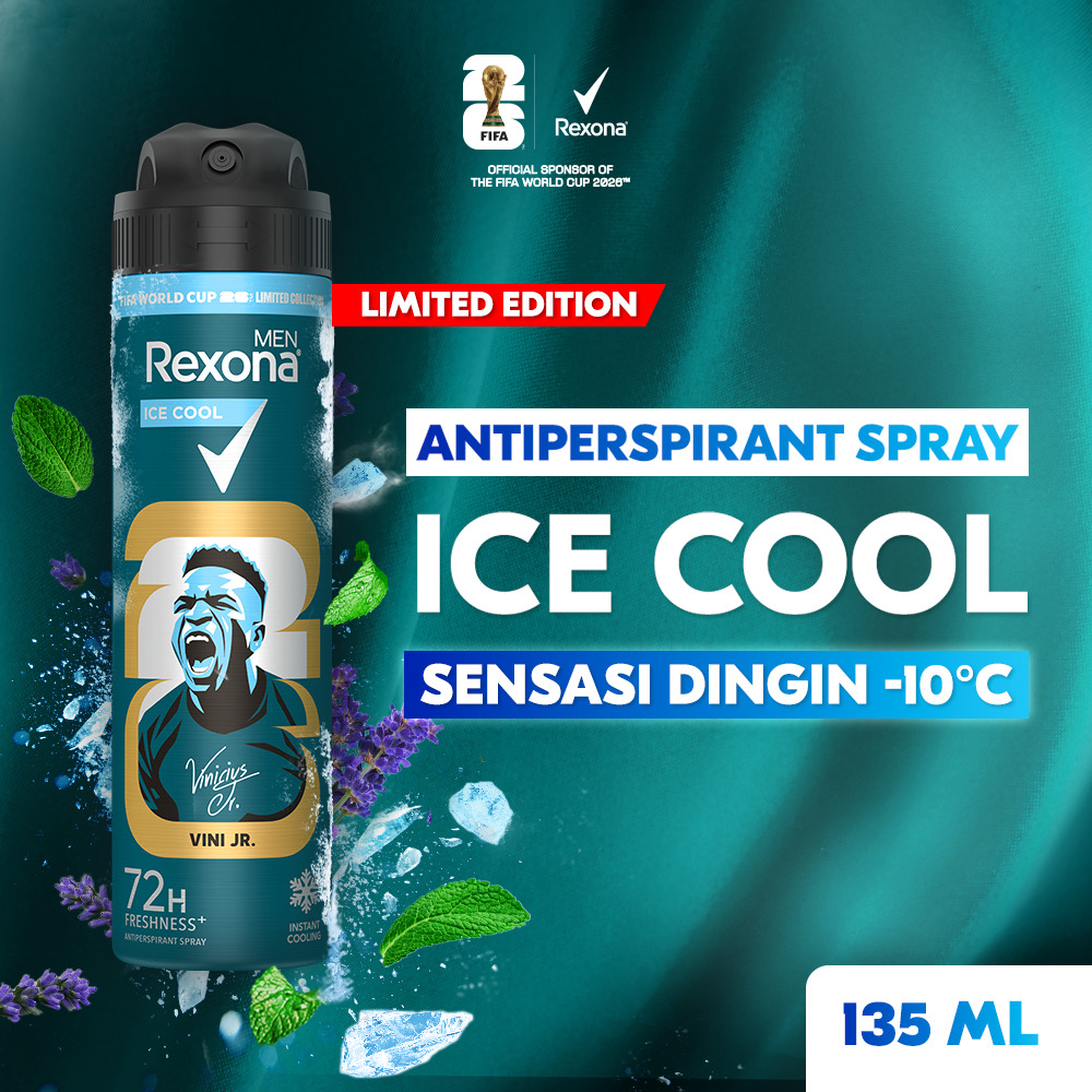REXONA MEN LIMITED EDITION FIFA ANTIPERSPIRANT AEROSOL DEODORANT SPRAY ICE COOL 135ML