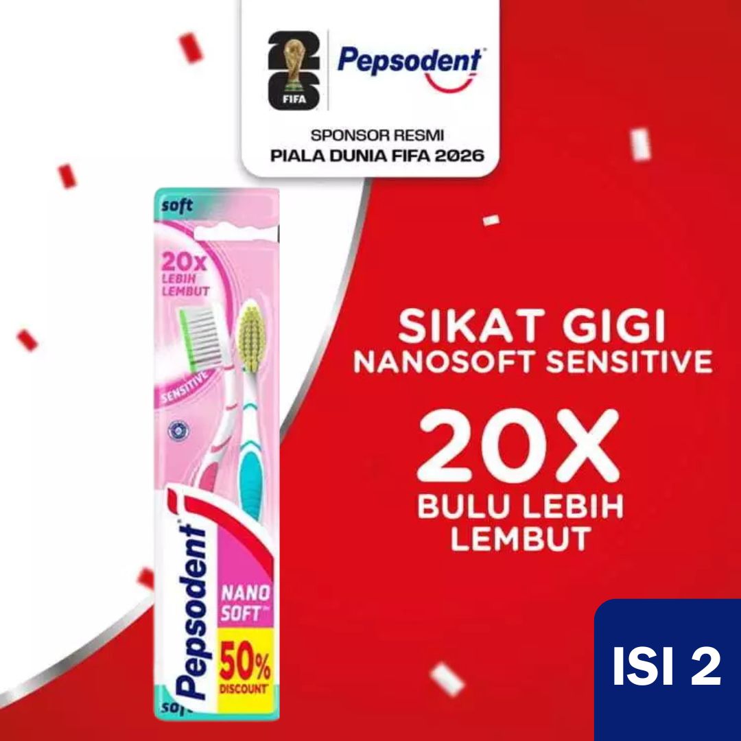 Pepsodent Double Care Sensitive Sikat Gigi Soft Isi 2