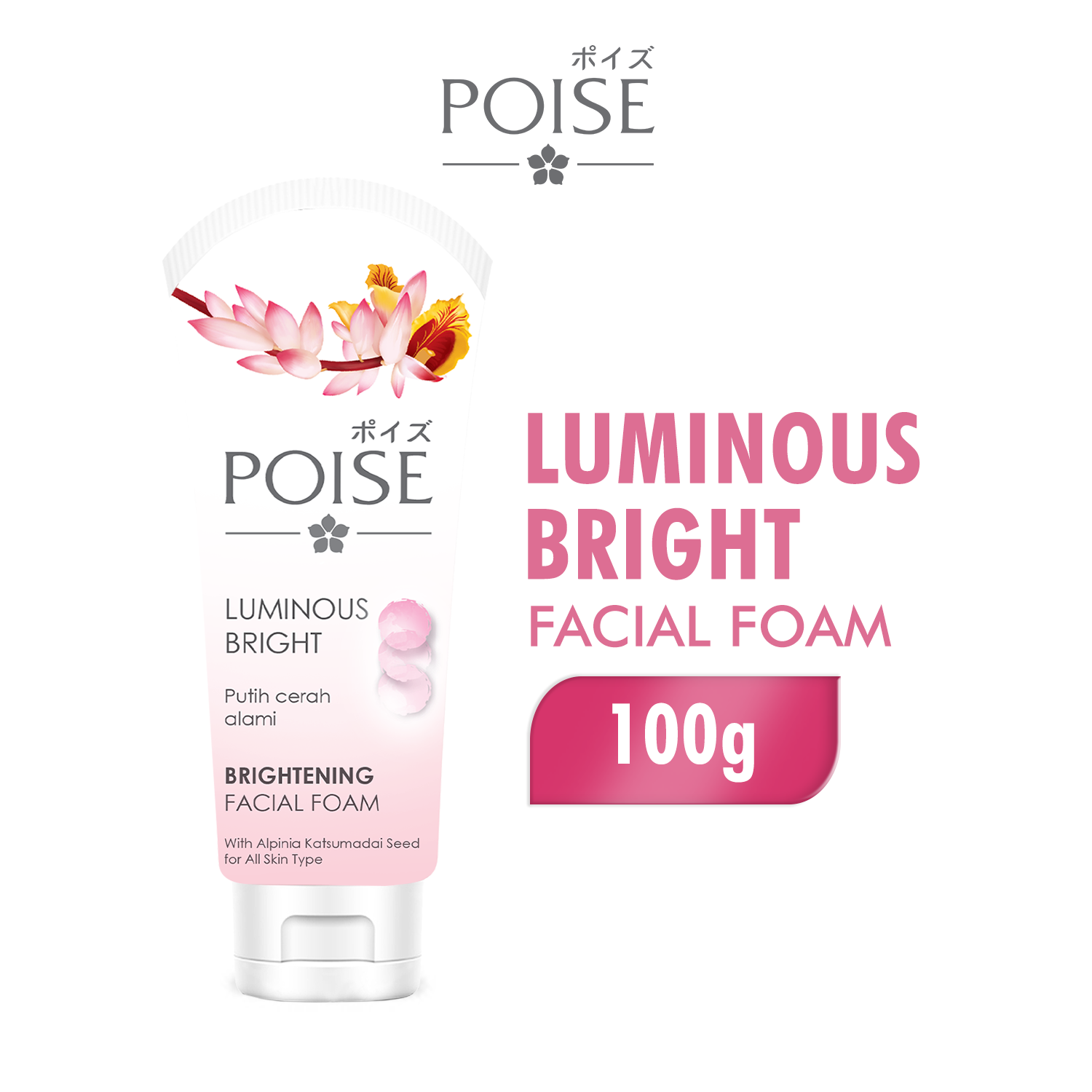 Poise Facial Foam Sabun Cuci Muka Luminous Bright Tube 100 gr