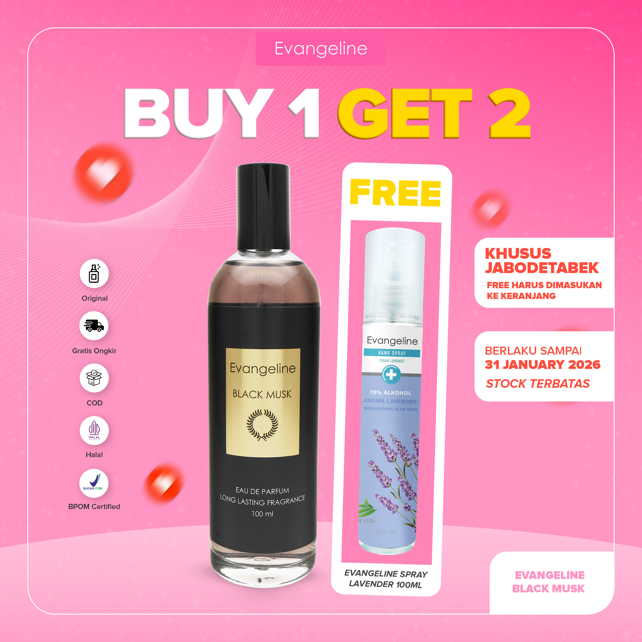 Evangeline Eau De Parfum Black Musk 100ML | Best Seller Parfum Wanita EDP Tahan Lama