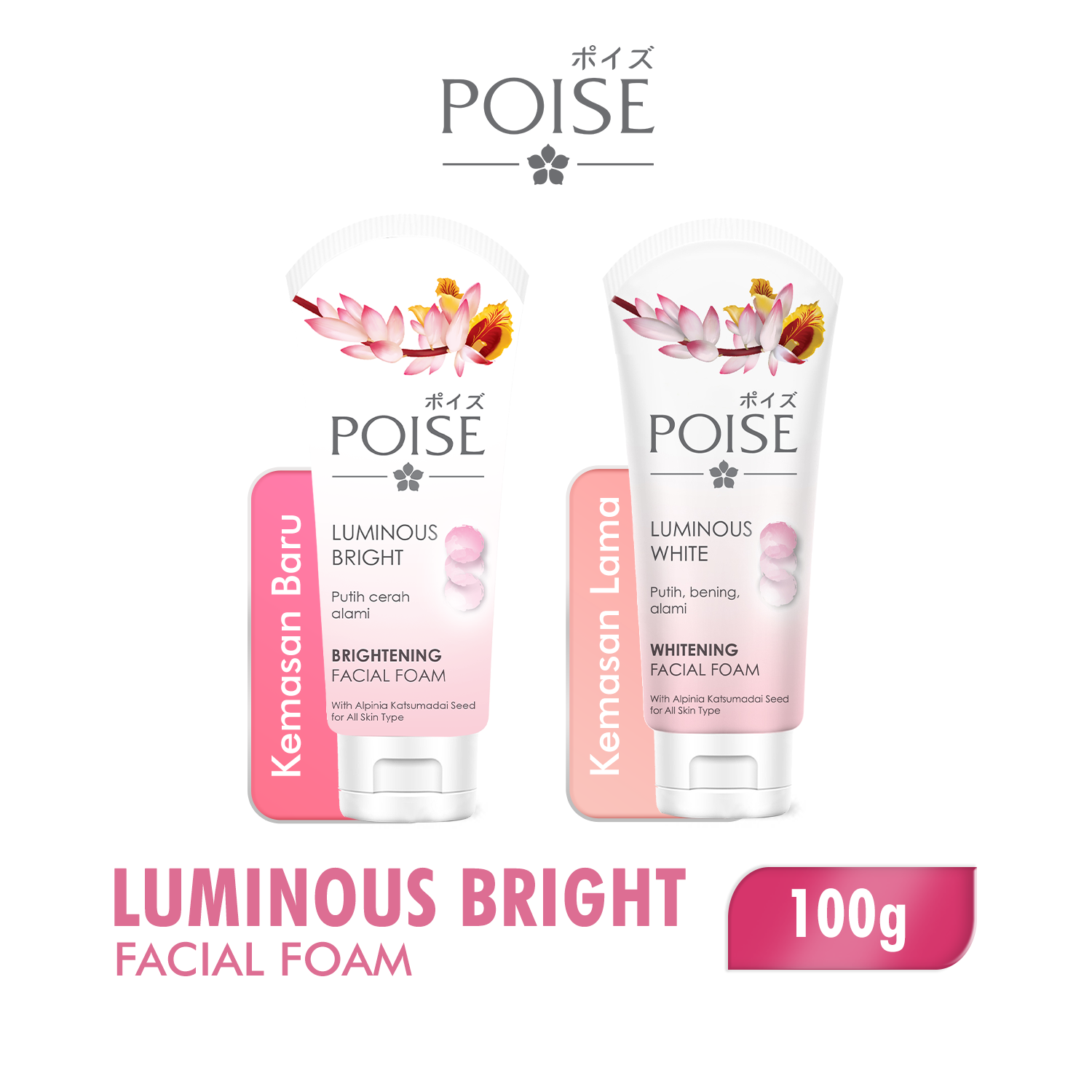 Poise Facial Foam Sabun Cuci Muka Luminous Bright Tube 100 gr - Gambar 2