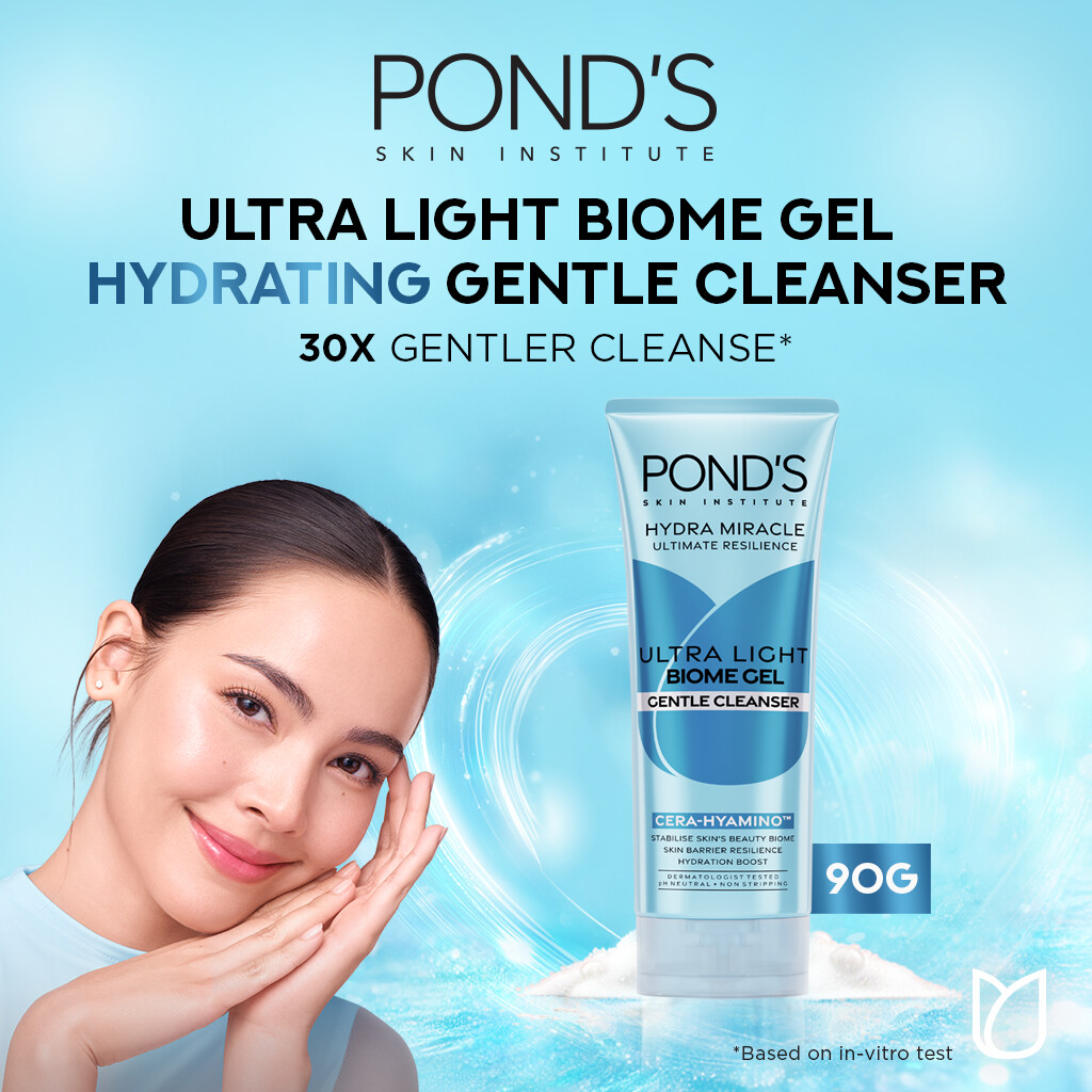 PONDS HYDRA MIRACLE ULTRA LIGHT BIOME GEL GENTLE CLEANSER - HYDRATING FACIAL WASH 90GR
