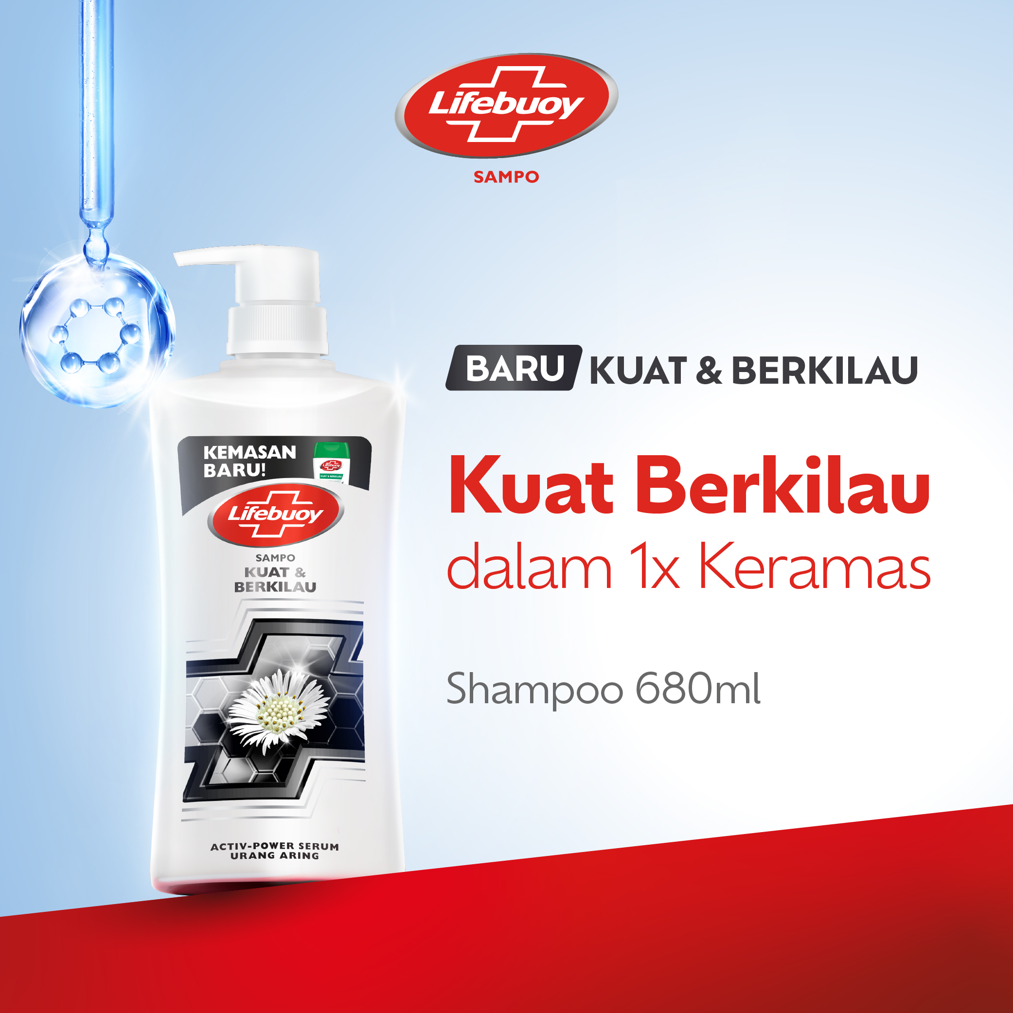 Lifebuoy Shampoo Kuat & Berkilau, Strong & Shiny Lawan Kuman Penyebab Masalah Rambut & Rambut Kusam 