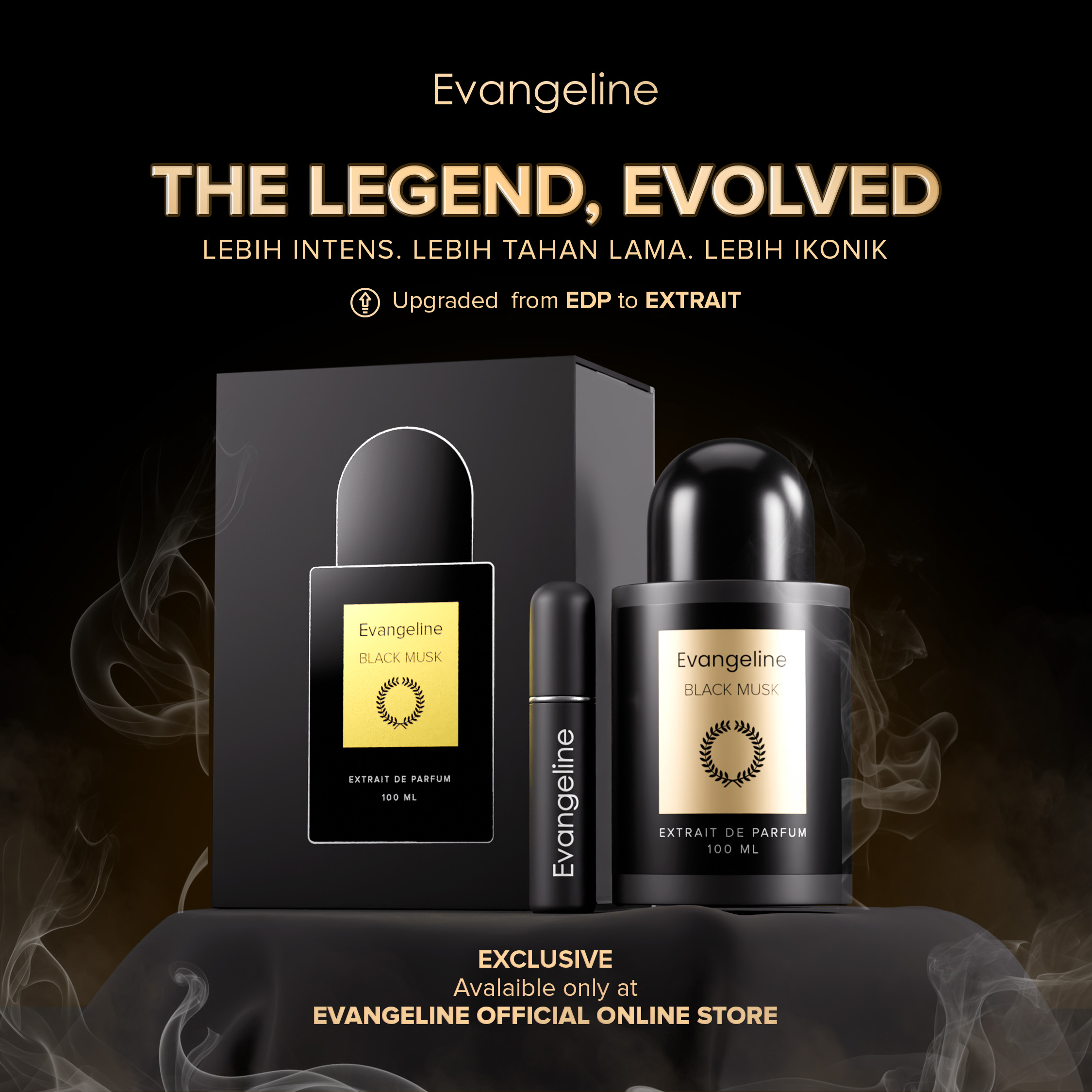 Evangeline Black Musk Extrait De Parfum 100 ML | Parfum Perfume Wangi Tahan Lama - Wangi Mewah