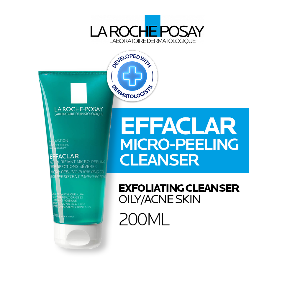 La Roche Posay Effaclar Acne Micro-Peeling Cleanser 200ml- Facial/ Body Wash Kulit Jerawat/Berminyak