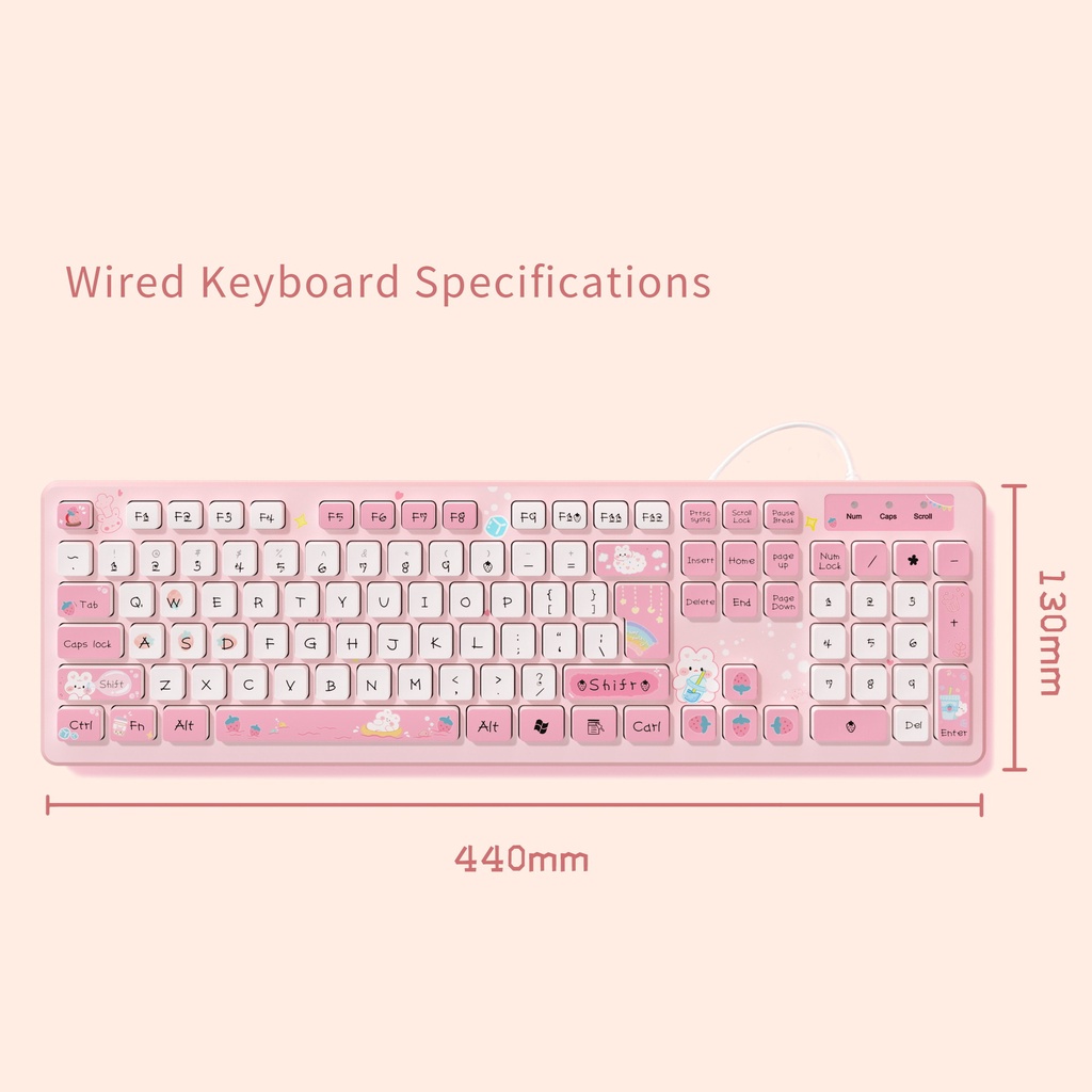 Keyboard Kabel Keyboard Bisu Coklat Keyboard Dicat Mill Tea Rabbit Keyboard Keyboard 104kunci Keyboard