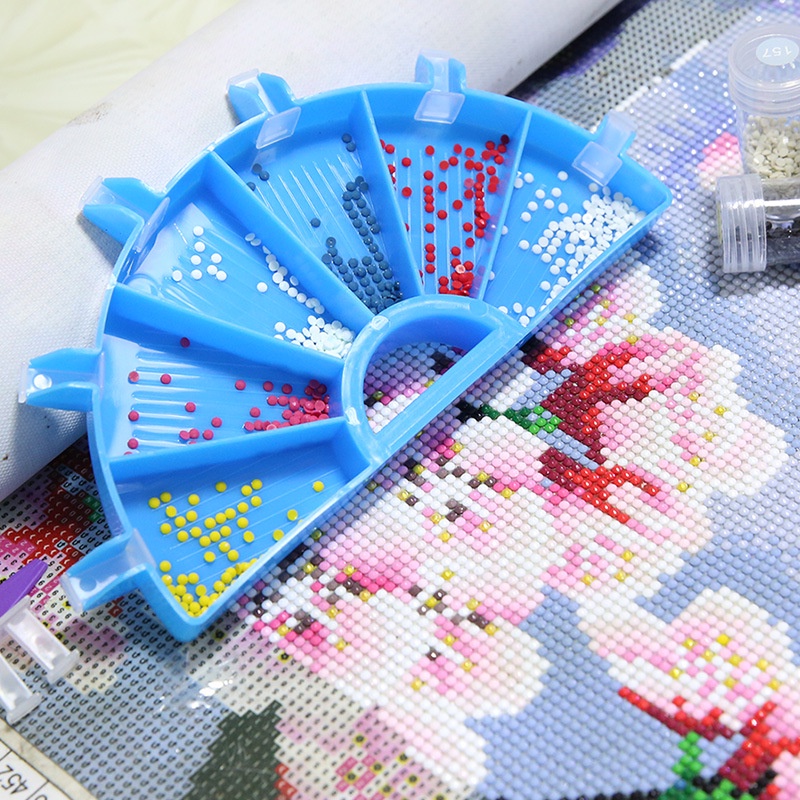 Diy Dot Diamond Storage Tray Set Alat Palet Kapasitas Besar Nampan Berlian 6kompartemen Papan Manik-Manik Nail Art