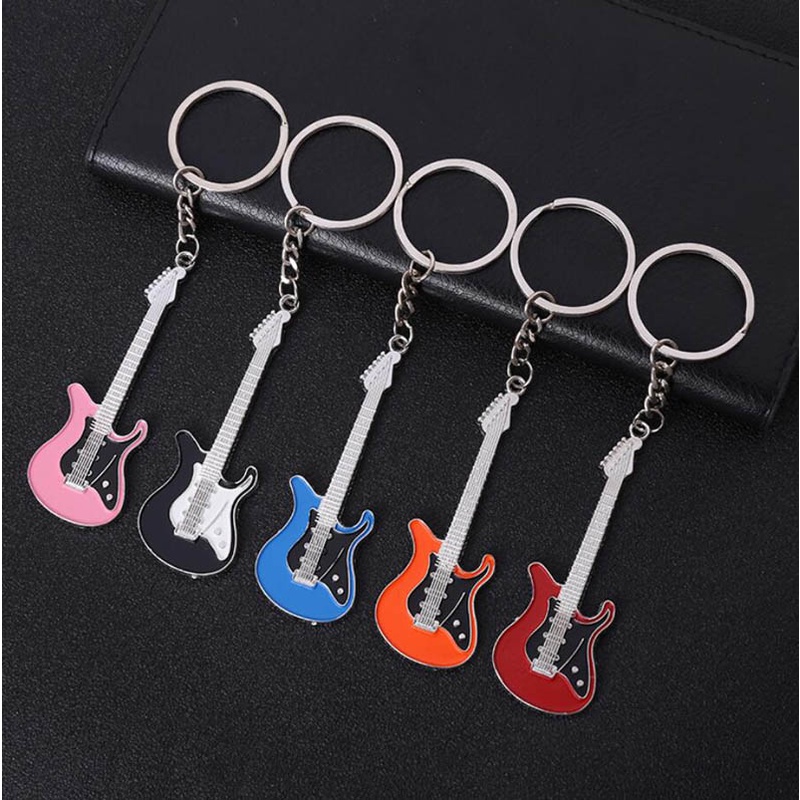 Desain Baru Klasik Gantungan Kunci Gitar Gantungan Kunci Mobil Key Ring Instrumen Musik Liontin Untuk Pria Wanita Hadiah