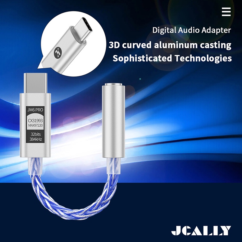 Jcally JM6 Pro Type-C Ke 3.5mm Dual DAC CX31993 MAX97220 Digital Audio Portable Decoding Amp Hifi DAC Adaptor Handphone