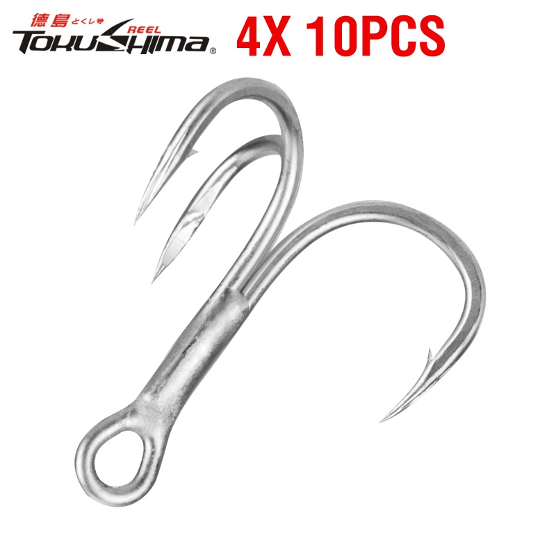 10pcs Kait Treble Bahan Baja Karbon Tinggi2# 4# 6# 8# 10# Silver Fishing Tackle Dengan Jangkar Berduri Memikat Aksesoris Memancing