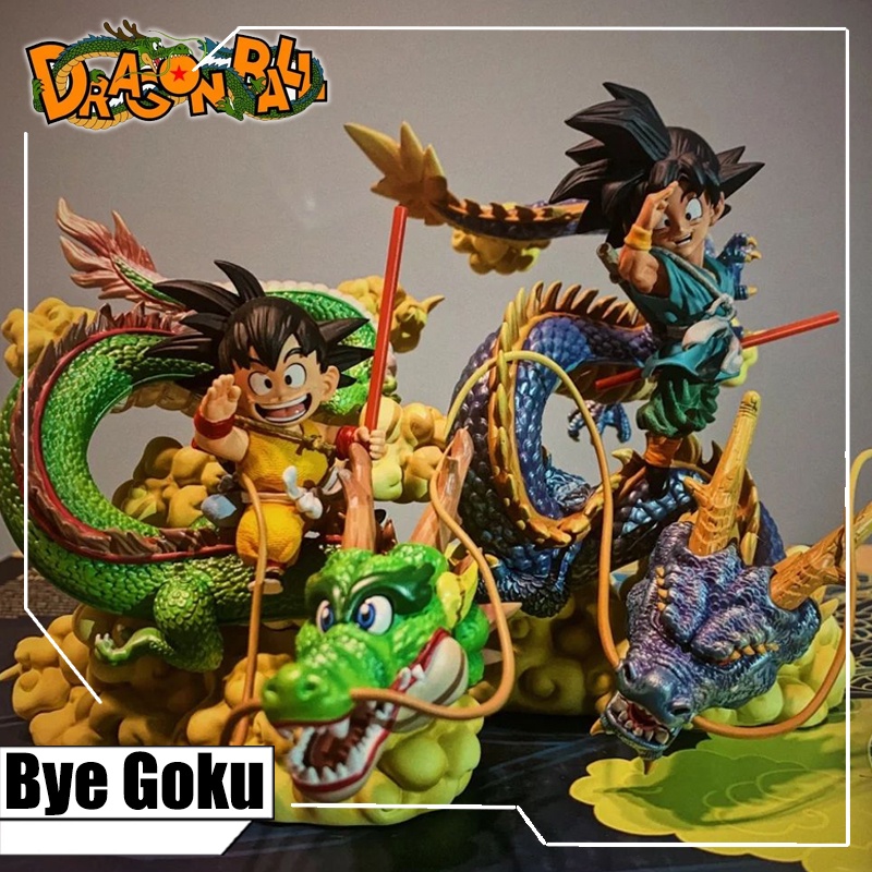 Dragon Ball Z Patung GK Son Goku in Blue GI on Mystical Blue Shenron Vasesion Pvc Figure Mainan Mobil Ornamen