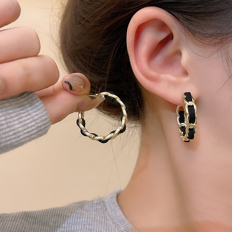 925jarum Perak Mewah Anting Bulat Fashion Berbentuk C Anting Rantai